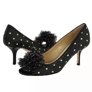 Kate Spade sz 8 “Molly” polka dot raffia heels